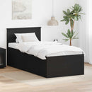 vidaXL Nappaliágy fiókkal fejtámlával Fekete 90 x 190 cm Faanyag