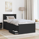 vidaXL Nappaliágy fiókkal fejtámlával Fekete 90 x 190 cm Faanyag