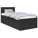 vidaXL Nappaliágy fiókkal fejtámlával Fekete 90 x 190 cm Faanyag