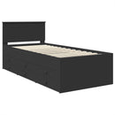 vidaXL Nappaliágy fiókkal fejtámlával Fekete 90 x 190 cm Faanyag