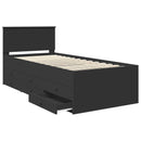 vidaXL Nappaliágy fiókkal fejtámlával Fekete 75 x 190 cm Faanyag