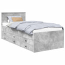 vidaXL Nappaliágy fiókkal Beton Szürke és Fekete 70 x 190 cm Faanyag