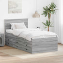 vidaXL Nappaliágy fiókkal Szürke Sonoma és Fekete 75 x 190 cm Faanyag