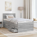 vidaXL Nappaliágy fiókkal Szürke Sonoma és Fekete 75 x 190 cm Faanyag