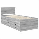 vidaXL Nappaliágy fiókkal Szürke Sonoma és Fekete 75 x 190 cm Faanyag