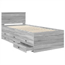 vidaXL Nappaliágy fiókkal Szürke Sonoma és Fekete 75 x 190 cm Faanyag