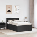 vidaXL Ágykeret fejtámlával Fekete 135 x 190 cm Faanyag