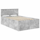 vidaXL Ágykeret fejtámlával Beton Szürke 135 x 190 cm Faanyag