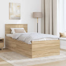 vidaXL Ágykeret fejtámlával Sonoma tölgy 75 x 190 cm Faanyag