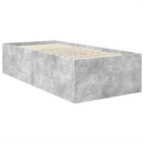vidaXL Ágykeret fejtámlával Beton Szürke 75 x 190 cm Faanyag