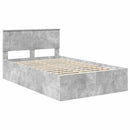 vidaXL Ágykeret fejtámlával Beton Szürke 135 x 190 cm Faanyag