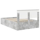 vidaXL Ágykeret fejtámlával Beton Szürke 135 x 190 cm Faanyag