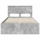 vidaXL Ágykeret fejtámlával Beton Szürke 135 x 190 cm Faanyag