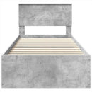 vidaXL Ágykeret fejtámlával Beton Szürke 100 x 200 cm Faanyag