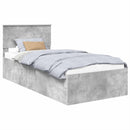 vidaXL Ágykeret fejtámlával Beton Szürke 75 x 190 cm Faanyag