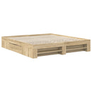 vidaXL Ágykeret fejtámlával Sonoma tölgy 200 x 200 cm Faanyag