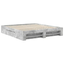 vidaXL Ágykeret fejtámlával Beton Szürke 200 x 200 cm Faanyag