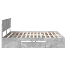 vidaXL Ágykeret fejtámlával Beton Szürke 200 x 200 cm Faanyag