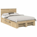vidaXL Ágykeret fejtámlával Sonoma tölgy 137 x 203 cm Faanyag