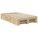 vidaXL Ágykeret fejtámlával Sonoma tölgy 137 x 203 cm Faanyag
