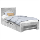 vidaXL Ágykeret fejtámlával Beton Szürke 90 x 200 cm Faanyag