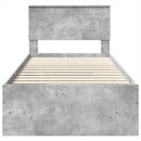 vidaXL Ágykeret fejtámlával Beton Szürke 90 x 200 cm Faanyag