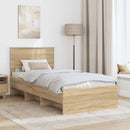 vidaXL Ágykeret fejtámlával Sonoma tölgy 80 x 200 cm Faanyag