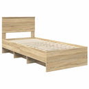 vidaXL Ágykeret fejtámlával Sonoma tölgy 80 x 200 cm Faanyag
