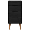 vidaXL Fiókos szekrény MOLDE Fekete 40 x 35 x 82 cm Tömör Fenyőfa