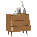 vidaXL Fiókos szekrény MOLDE Karamell 80 x 40 x 80 cm Tömör Fenyőfa