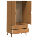 vidaXL Ruhásszekrény MOLDE Karamell 90 x 55 x 175 cm Tömör Fenyőfa