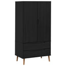 vidaXL Ruhásszekrény MOLDE Fekete 90 x 55 x 175 cm Tömör Fenyőfa