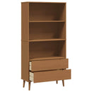 vidaXL Könyvszekrény MOLDE 85 x 35 x 170,5 cm Tömör Fenyőfa Karamell