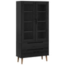 vidaXL Üveg Kiállító Szekrény Fekete 90 x 35 x 175 cm