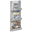 vidaXL Magazin állvány Beton Szürke 43 x 11 x 102 cm Szerelt Fa