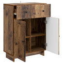 vidaXL Széf fiókkal Antik Fa 66 x 34,5 x 90 cm Szerelt Fa