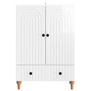 vidaXL Széf fiókkal Magasfényű Fehér 66 x 34,5 x 95 cm Szerelt Fa