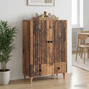 vidaXL Széf fiókkal Antik Fa 66 x 34,5 x 95 cm Szerelt Fa
