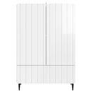 vidaXL Széf fiókkal Magasfényű Fehér 66 x 34,5 x 97 cm Szerelt Fa