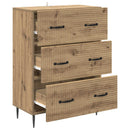 vidaXL Fiókos szekrény 66 x 34,5 x 89,5 cm Szerelt Fa Kézműves Tölgy