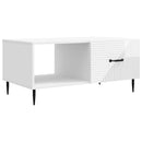 vidaXL Dohányzóasztal Magasfényű Fehér 90 x 50 x 40 cm Szerelt Fa