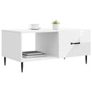 vidaXL Dohányzóasztal Magasfényű Fehér 90 x 50 x 40 cm Szerelt Fa