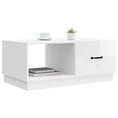 vidaXL Dohányzóasztal Magasfényű Fehér 90 x 50 x 37 cm Szerelt Fa
