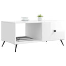 vidaXL Dohányzóasztal Magasfényű Fehér 90 x 50 x 40 cm Szerelt Fa