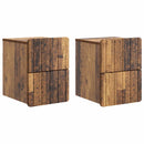 vidaXL Fali éjjeli szekrény fiókkal 2 pcs Antik Fa 33 x 34,5 x 43 cm