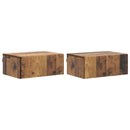 vidaXL Fali éjjeli szekrény fiókkal 2 pcs Antik Fa 49 x 34,5 x 20 cm