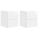 vidaXL Fali éjjeli szekrény 2 pcs Magasfényű Fehér 33 x 34,5 x 40 cm