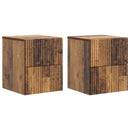 vidaXL Fali éjjeli szekrény fiókkal 2 pcs Antik Fa 33 x 34,5 x 40 cm