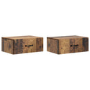 vidaXL Fali éjjeli szekrény fiókkal 2 pcs Antik Fa 49 x 34,5 x 20 cm