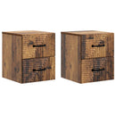 vidaXL Fali éjjeli szekrény 2 db Antik Fa 34,5 x 33 x 40 cm Szerelt Fa